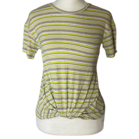 Y2K Style Walking on Sunshine Striped Twist Side Front Top - Picture 2 of 11